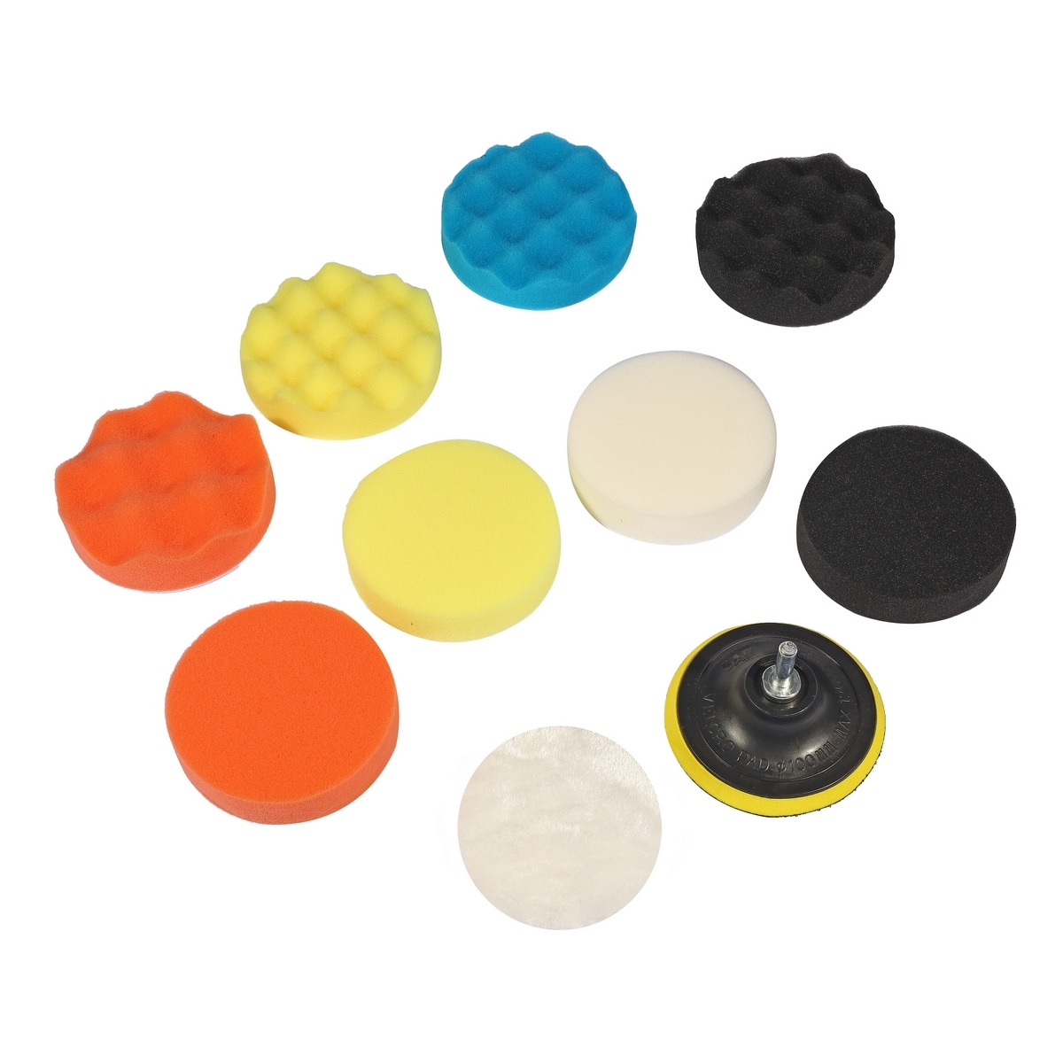 POLO ชุดฟองน้ำขัดรถ ขนาด 4 นิ้ว พร้อมจานจับ+แกน บรรจุ 11 ชิ้น/ชุด P523-0910