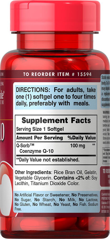 ผลิตภัณฑ์อาหารเสริม โคคิวเท็น Puritan Co Q10 / 100 mg 120 Softgels