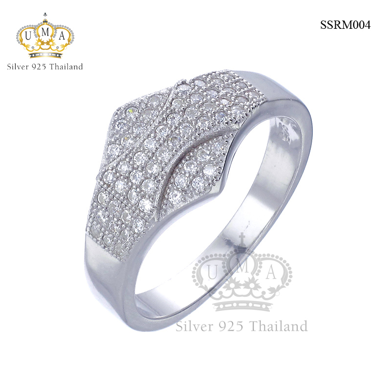 แหวนเงินแท้925เพรชประดับเพรชแท้สวิส เกรดดี น้ำใส
