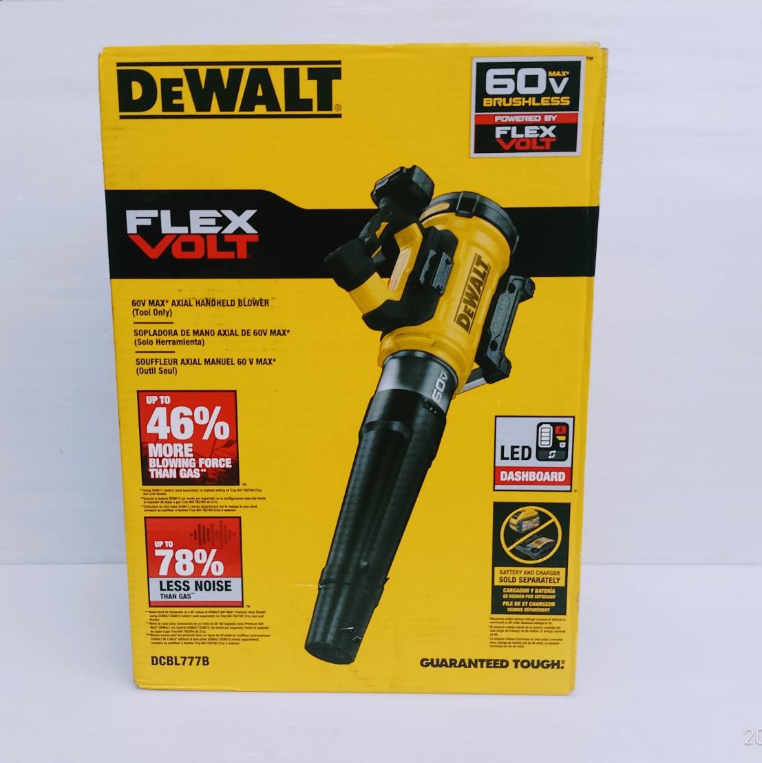DEWALT เครื่องเป่าใบไม้ไร้สาย 60V DCBL777B (เฉพาะตัวเครื่อง)
