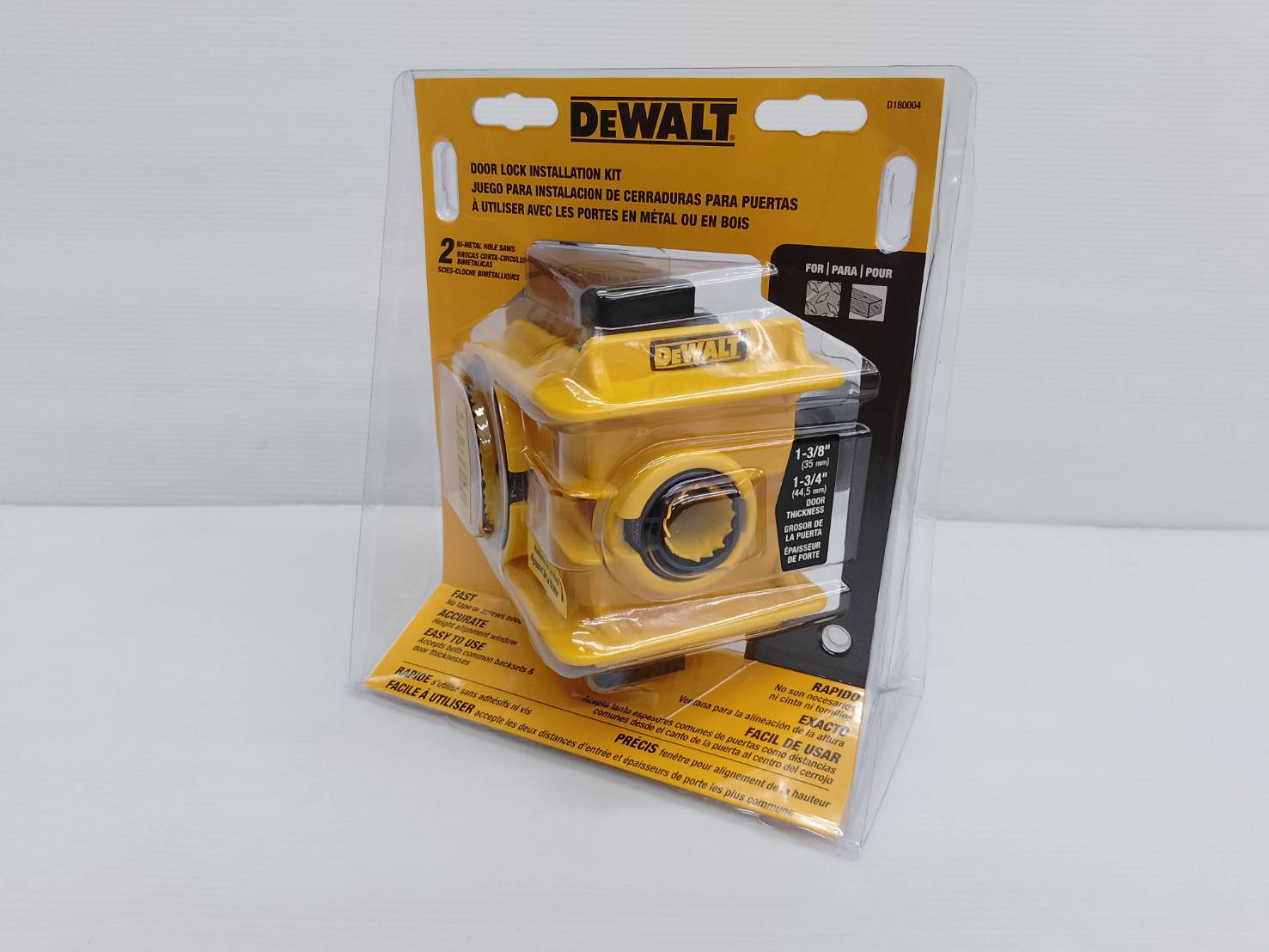 DEWALT ชุดเจอะไม้ โฮลซอ พร้อมดอกเจาะ Door Lock Installation Kit รุ่น D180004