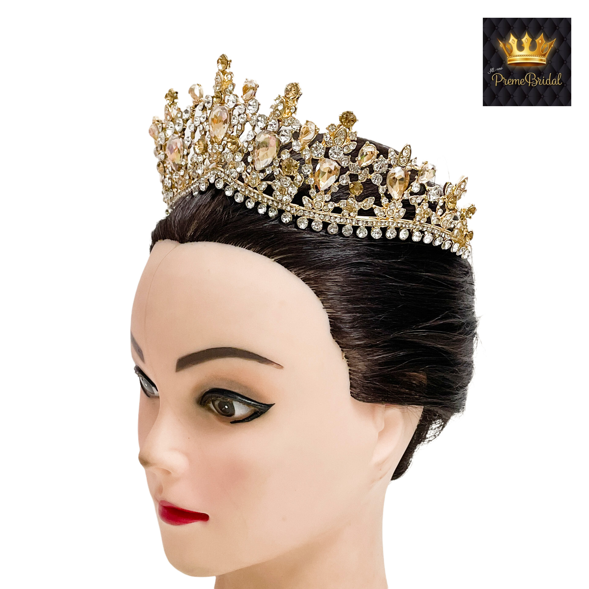 (พร้อมส่ง) เทียร่า 332 สีเหลืองทอง มงกุฎนางงาม งานสวย ปราณีต QCเพชรทุกเม็ด สินค้าพร้อมส่งจากไทย