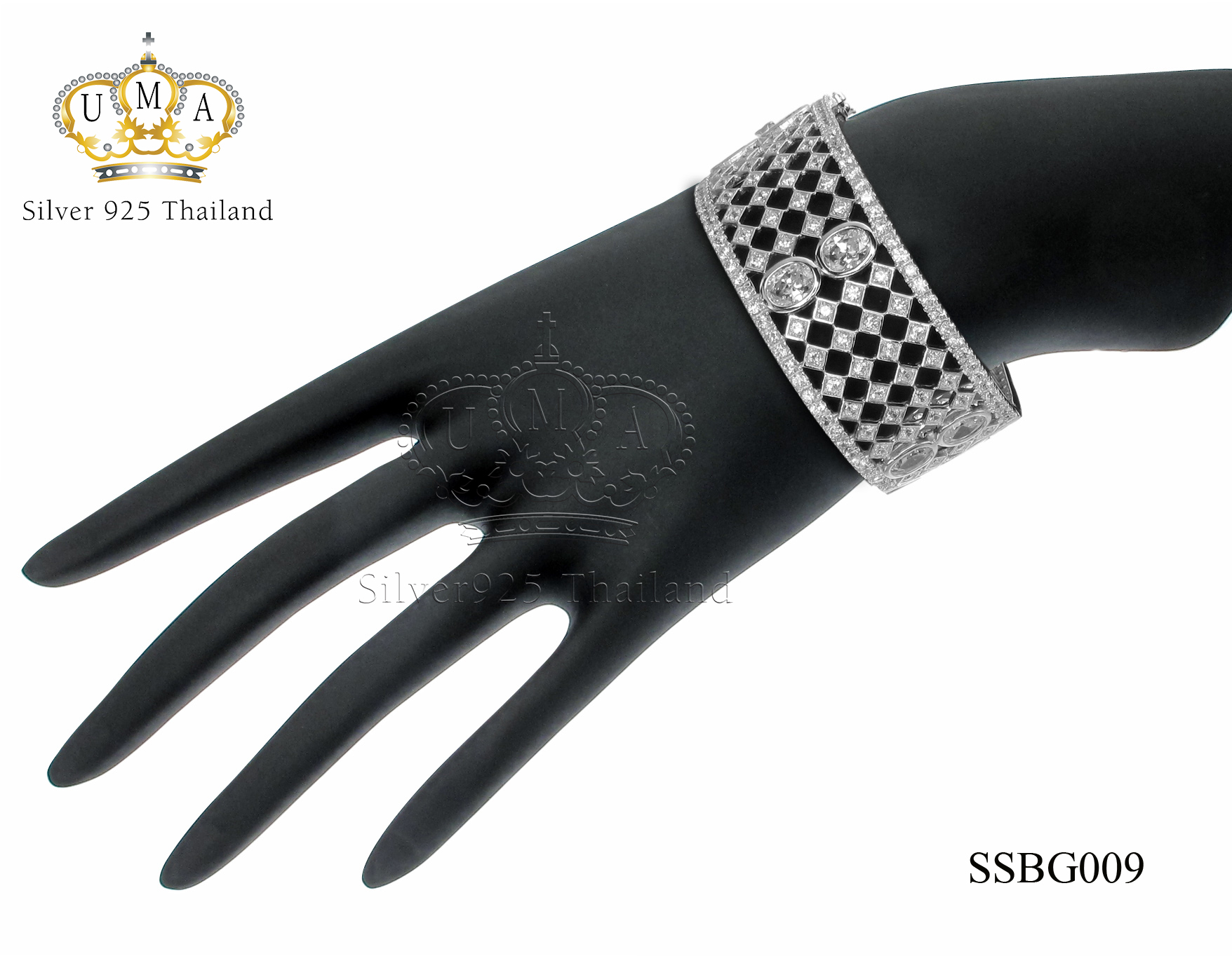 กำไลเงินแท้925ประดับเพรชแท้สวิส เกรดดี น้ำใส