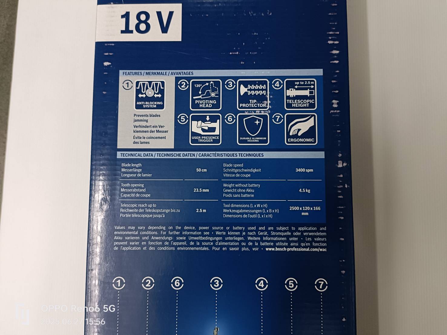 เครื่องตัดแต่งพุ่มไม้ด้ามยาว GHE18V-50TP BOSCH SOLO