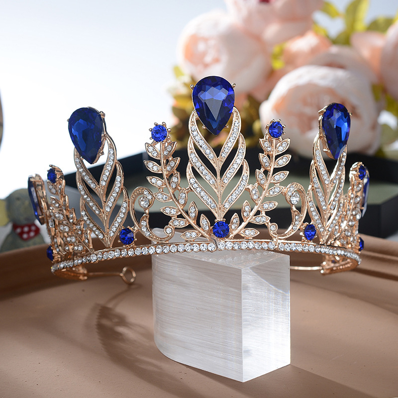 (พร้อมส่ง) เทียร่า 129 สีน้ำเงิน มงกุฎนางงาม มงกุฎเจ้าหญิง งานสวย ปราณีต QCเพชรทุกเม็ด สินค้าพร้อมส่งจากไทย