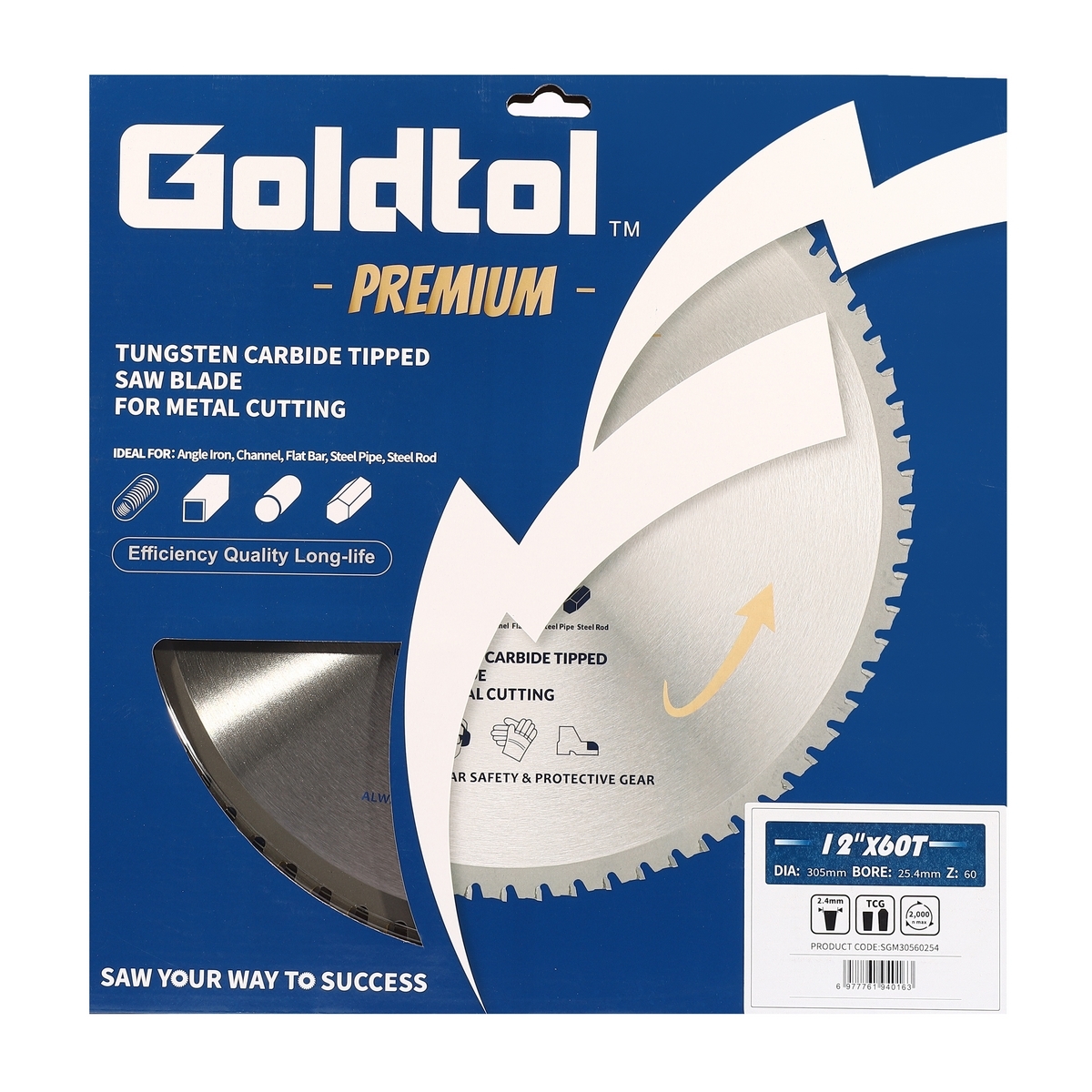 Goldtol ใบเลื่อยตัดเหล็ก ฟันTCT 12"x60T G-71364