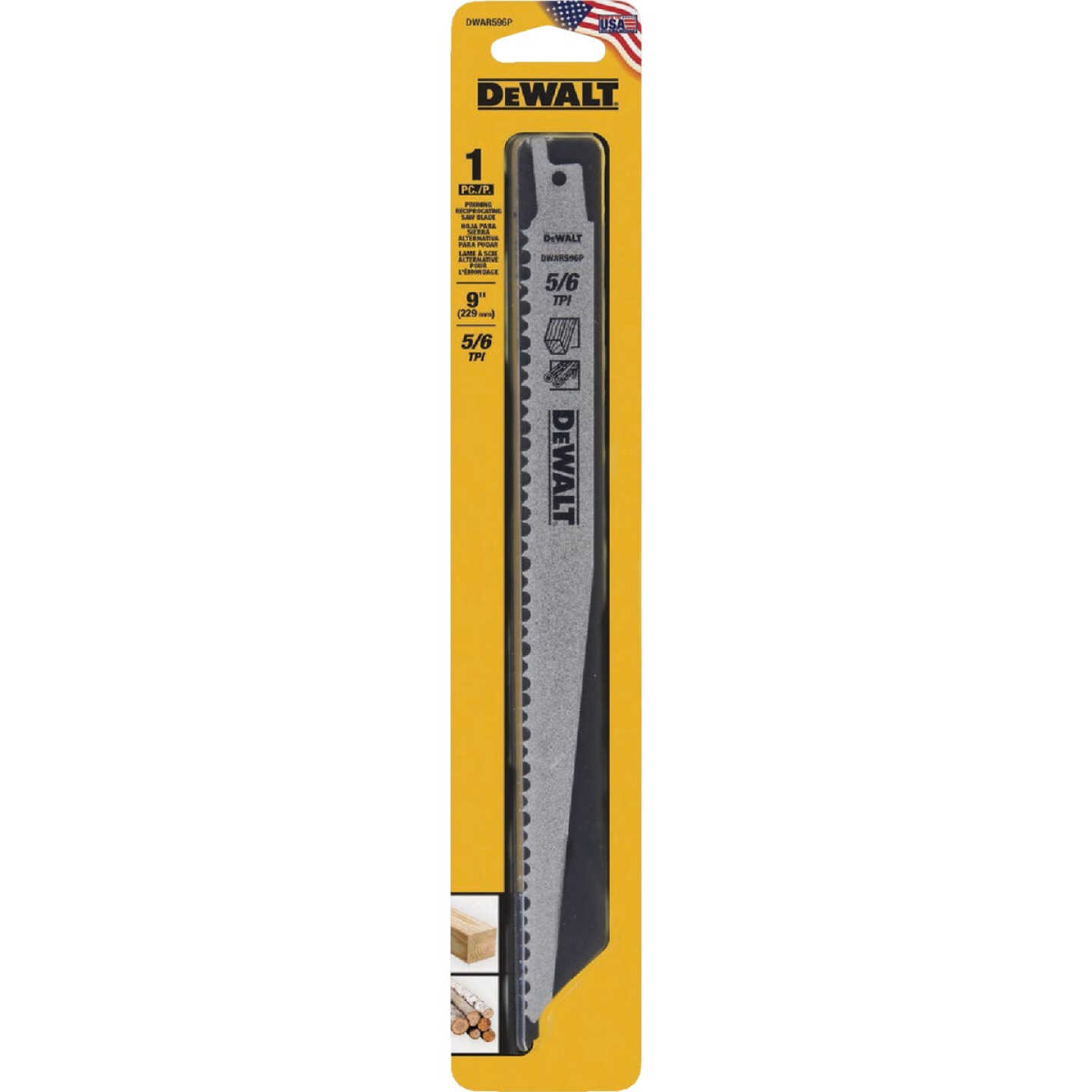 DEWALT รุ่น DWAR596P5 ใบเลื่อยชักตัดไม้ 9นิ้ว 5/6ฟัน (5 ใบ/แพ็ค)