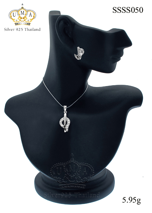 ต่างหูพร้อมจี้ ( เงิน ) = Earring with Pendant ( Silver )