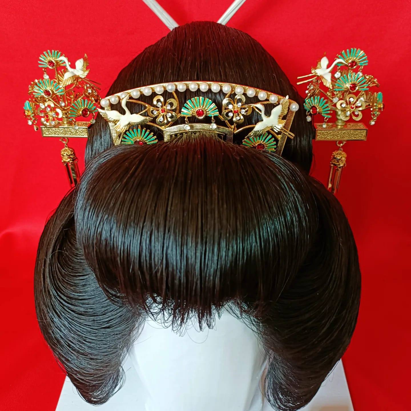 ชุดปิ่นนกกระเรียนชุดใหญ่(โลหะ)PINVIP009