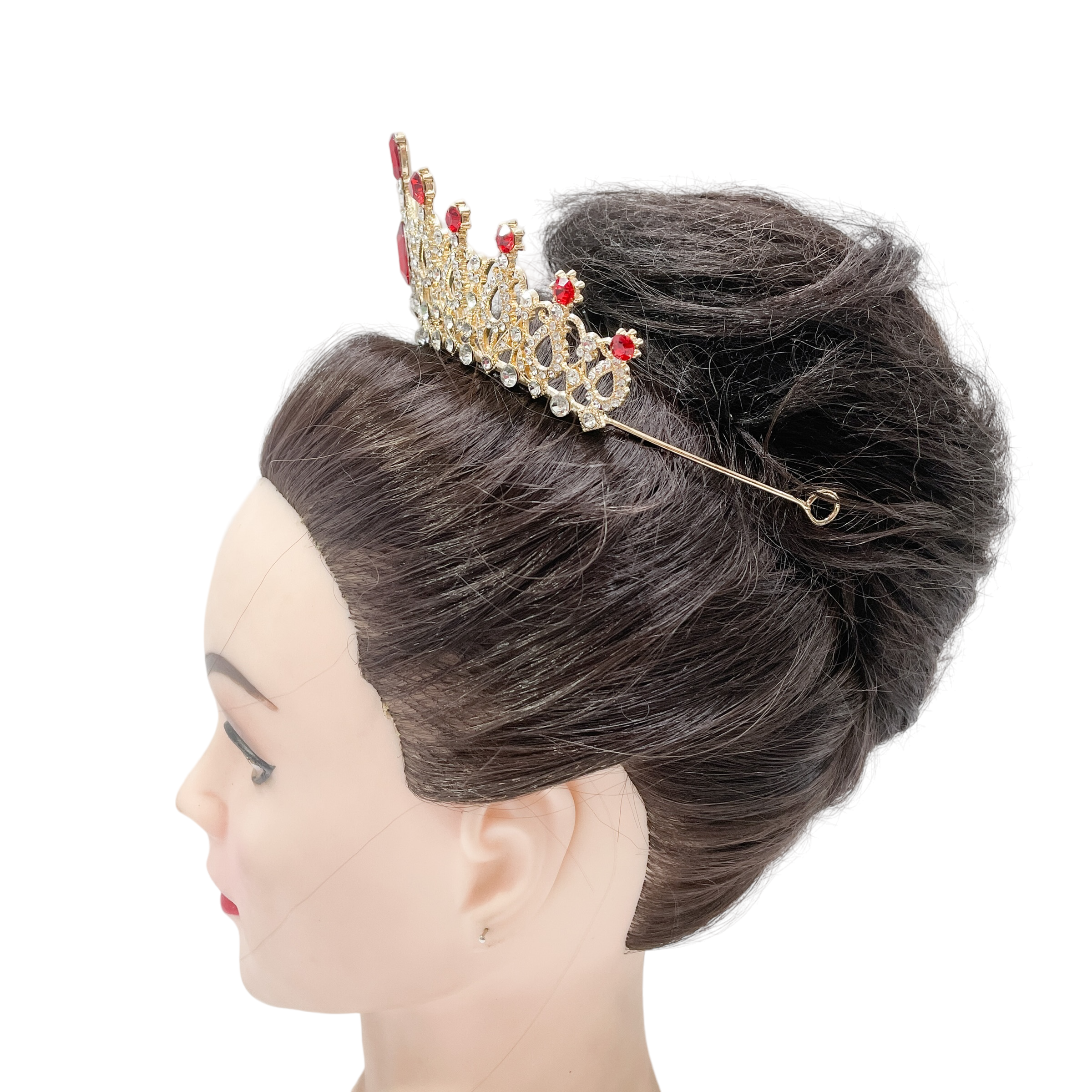 (พร้อมส่ง) เทียร่า 004 สีทอง-แดง มงกุฎนางงาม มงกุฎเจ้าหญิง งานสวย ปราณีต QCเพชรทุกเม็ด สินค้าพร้อมส่งจากไทย