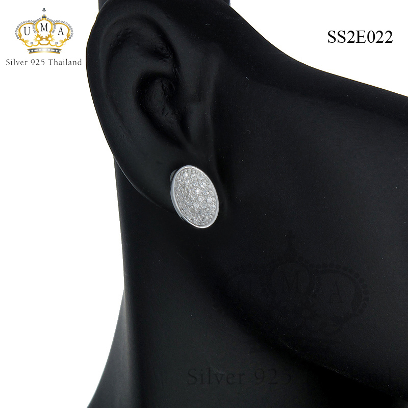 ต่างหูเงินแท้925ประดับเพรชแท้สวิส