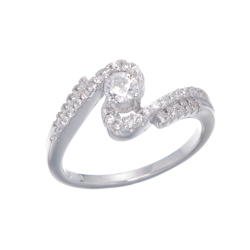 แหวนเงินแท้925เพรชประดับเพรชแท้สวิส เกรดดี น้ำใส