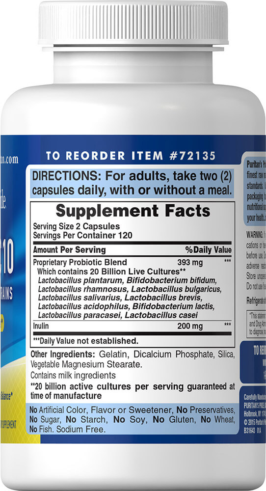 Puritan Probiotic 10 Acidophilus 20 Billiion 240 Capsules