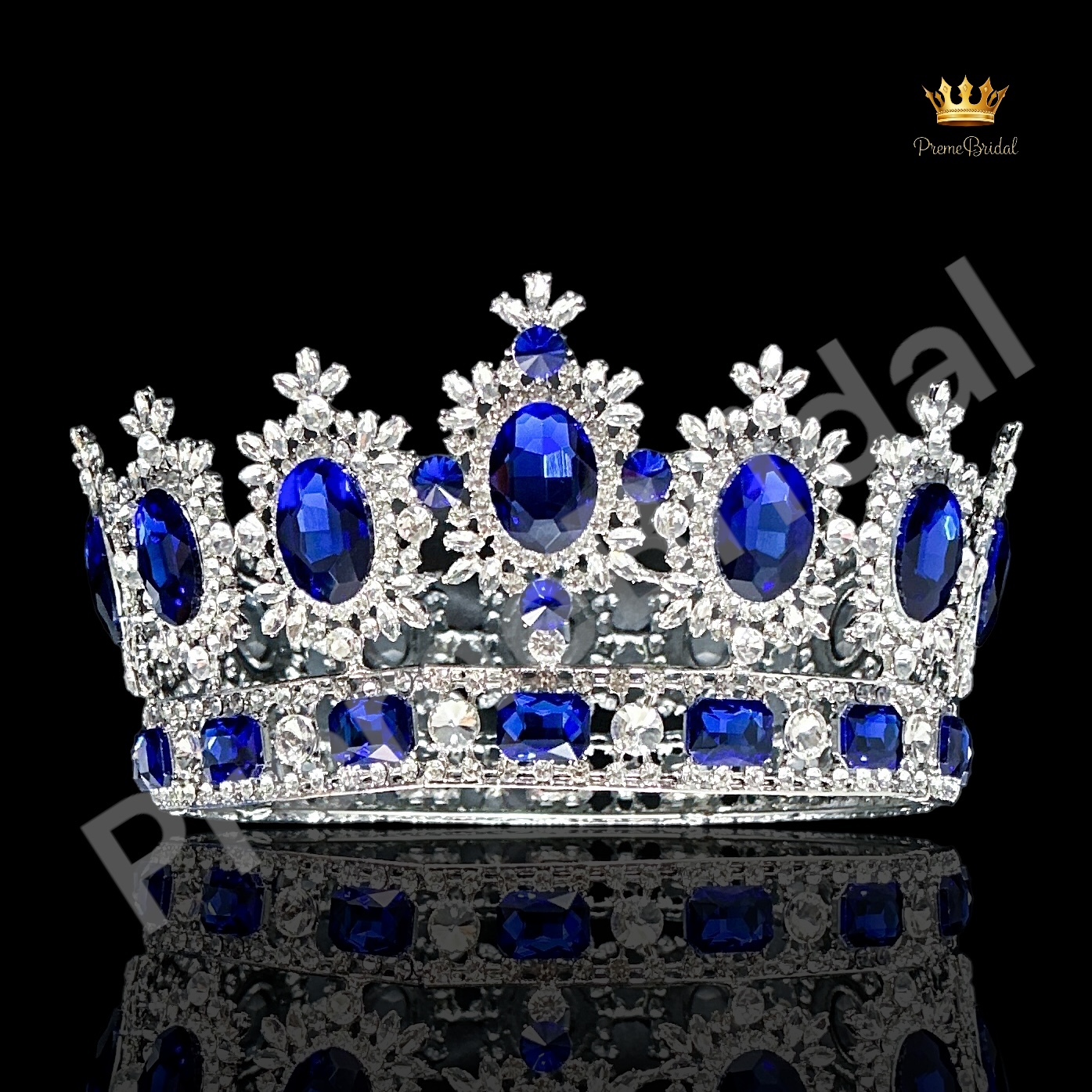 (พร้อมส่ง) มงกุฏผู้ชาย 027 สีน้ำเงิน มงกุฎผู้ชาย มงกุฎพระราชา มงกุฎประกวด