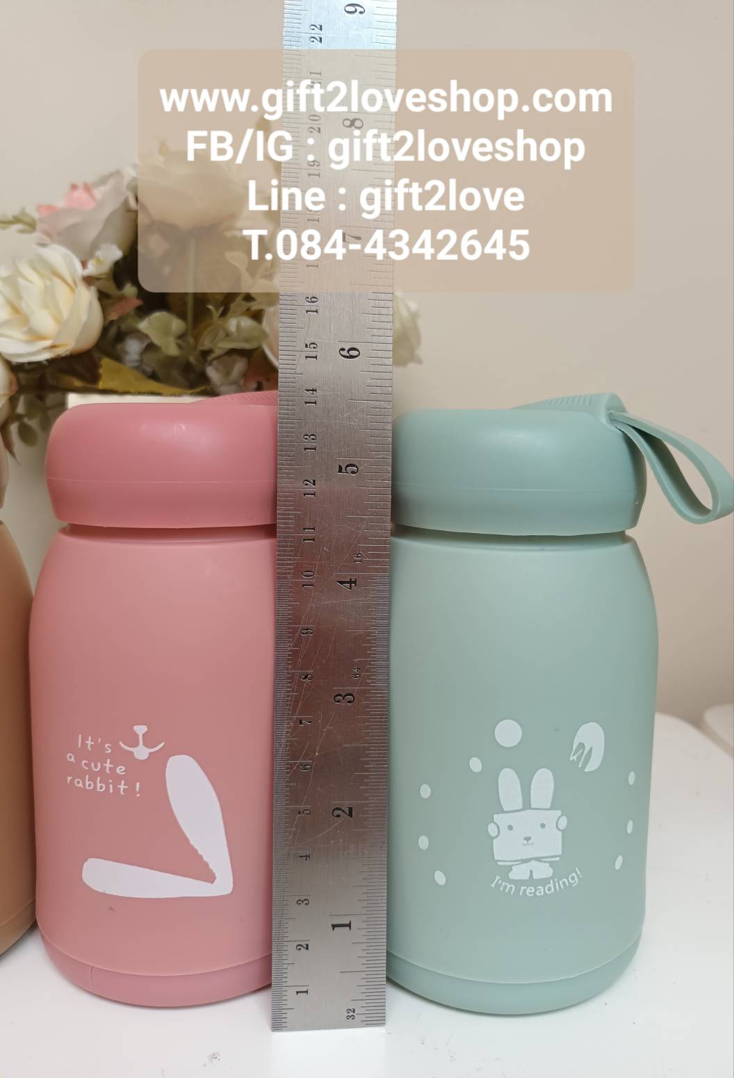 กระบอกน้ำ ขวดแก้ว ใส่ร้อน/เย็น ขนาด 14x7.5 ซม.