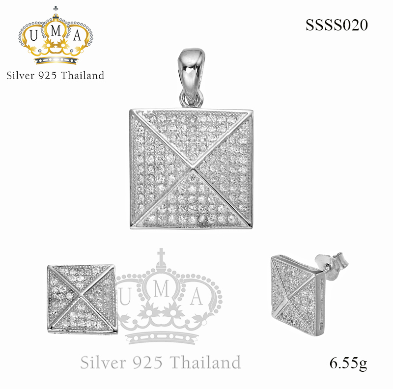 ต่างหูพร้อมจี้ ( เงิน ) = Earring with Pendant ( Silver )