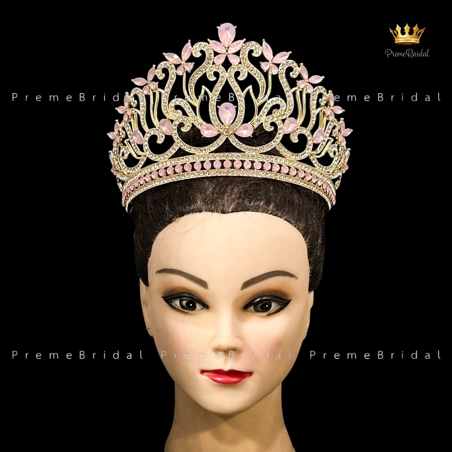 (พร้อมส่งจากไทย) มงกุฏ 143 สีทอง-ชมพู สำหรับนางงาม ขนาดใหญ่ งานโลหะฐานกลมปรับขนาดได้ ส่งด่วน ส่งจาก จ.อุบลราชธานี