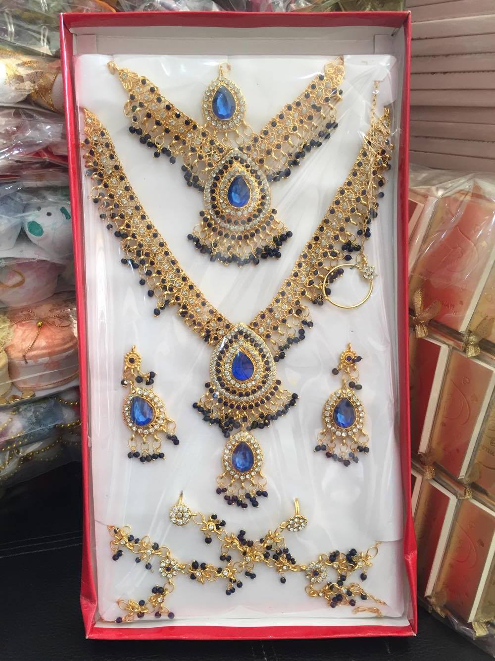 (พร้อมส่ง) เครื่องประดับอินเดีย 012 สีน้ำเงิน