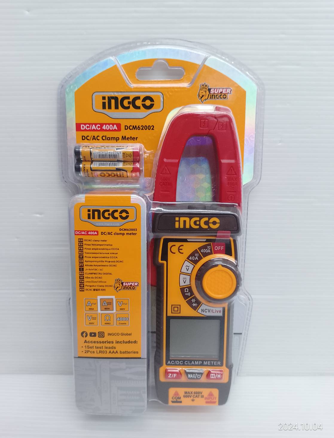 INGCO ดิจิตอลแคลมป์มิเตอร์ DC/AC 400A รุ่น DCM62002
