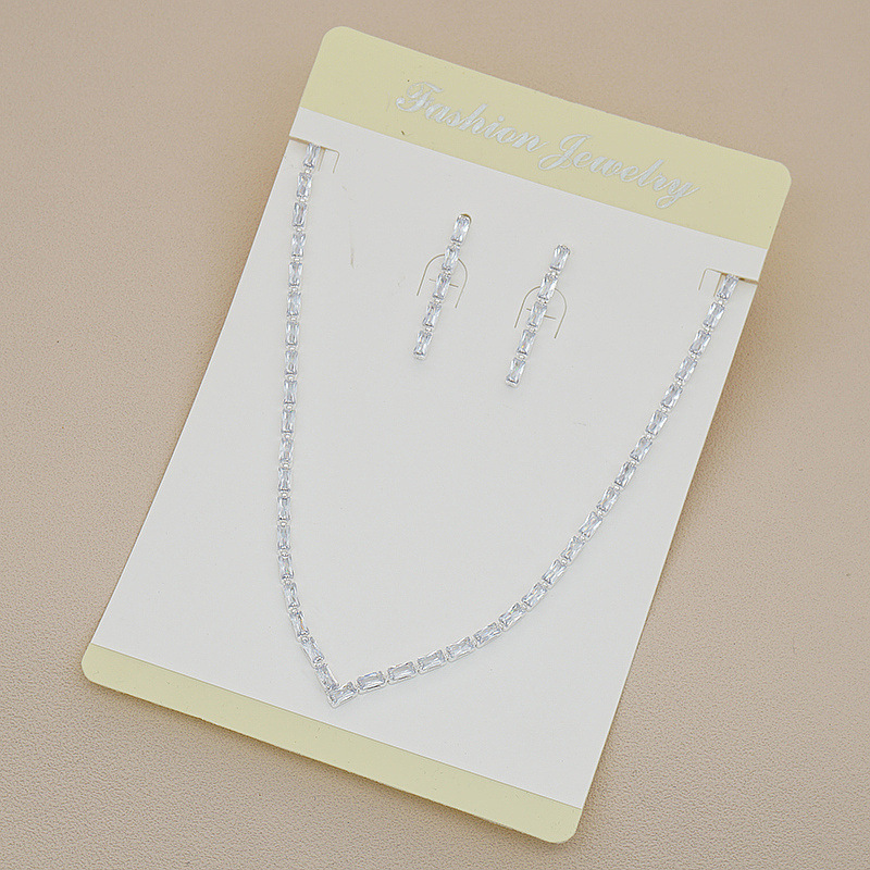 (พร้อมส่ง) สร้อยคอเพชร+ต่างหูแบบเข็ม 010 สร้อยคอเจ้าสาว สร้อยคอใส่ออกงาน สวยหรูดูแพง