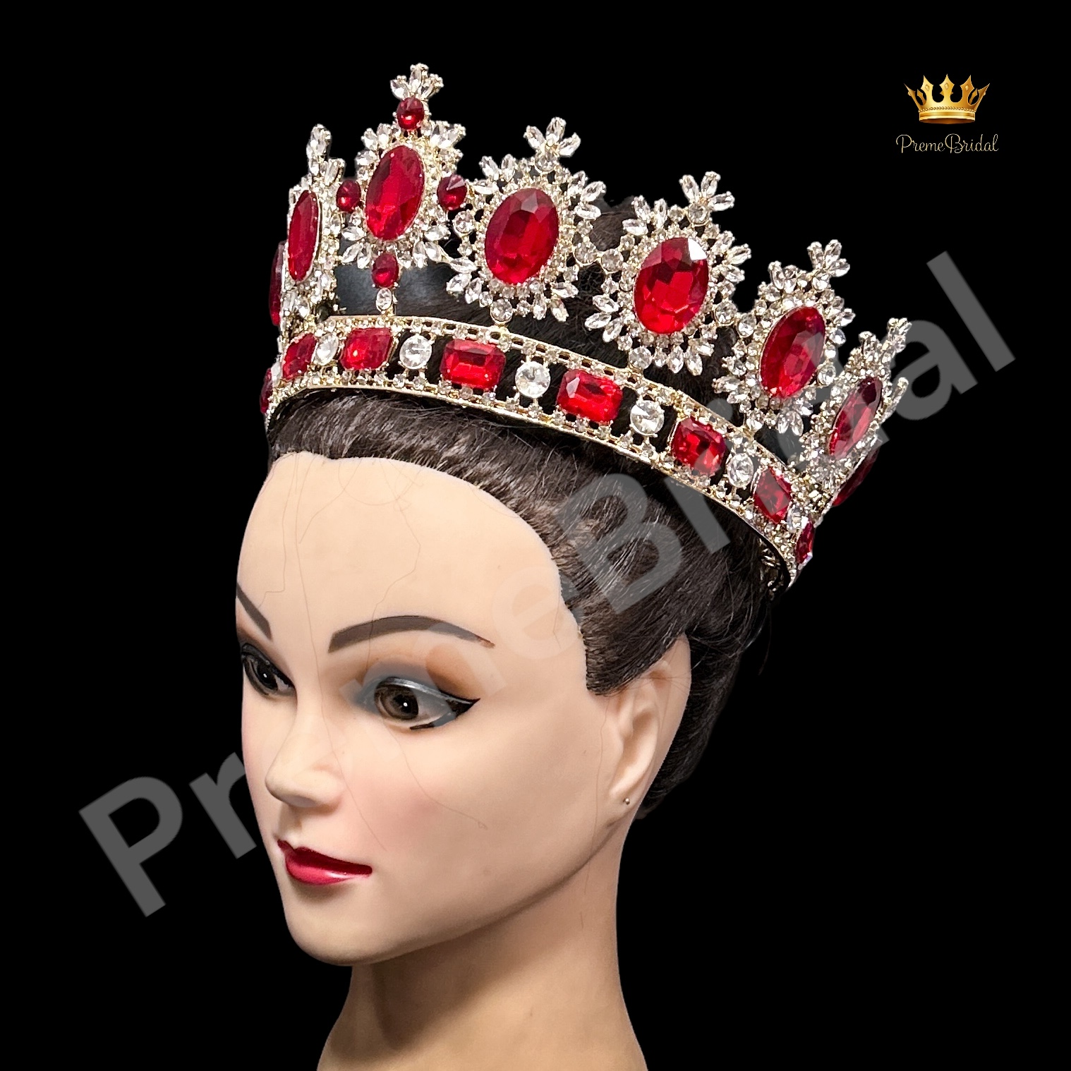 (พร้อมส่ง) มงกุฏผู้ชาย 027 สีแดง มงกุฎผู้ชาย มงกุฎพระราชา มงกุฎประกวด
