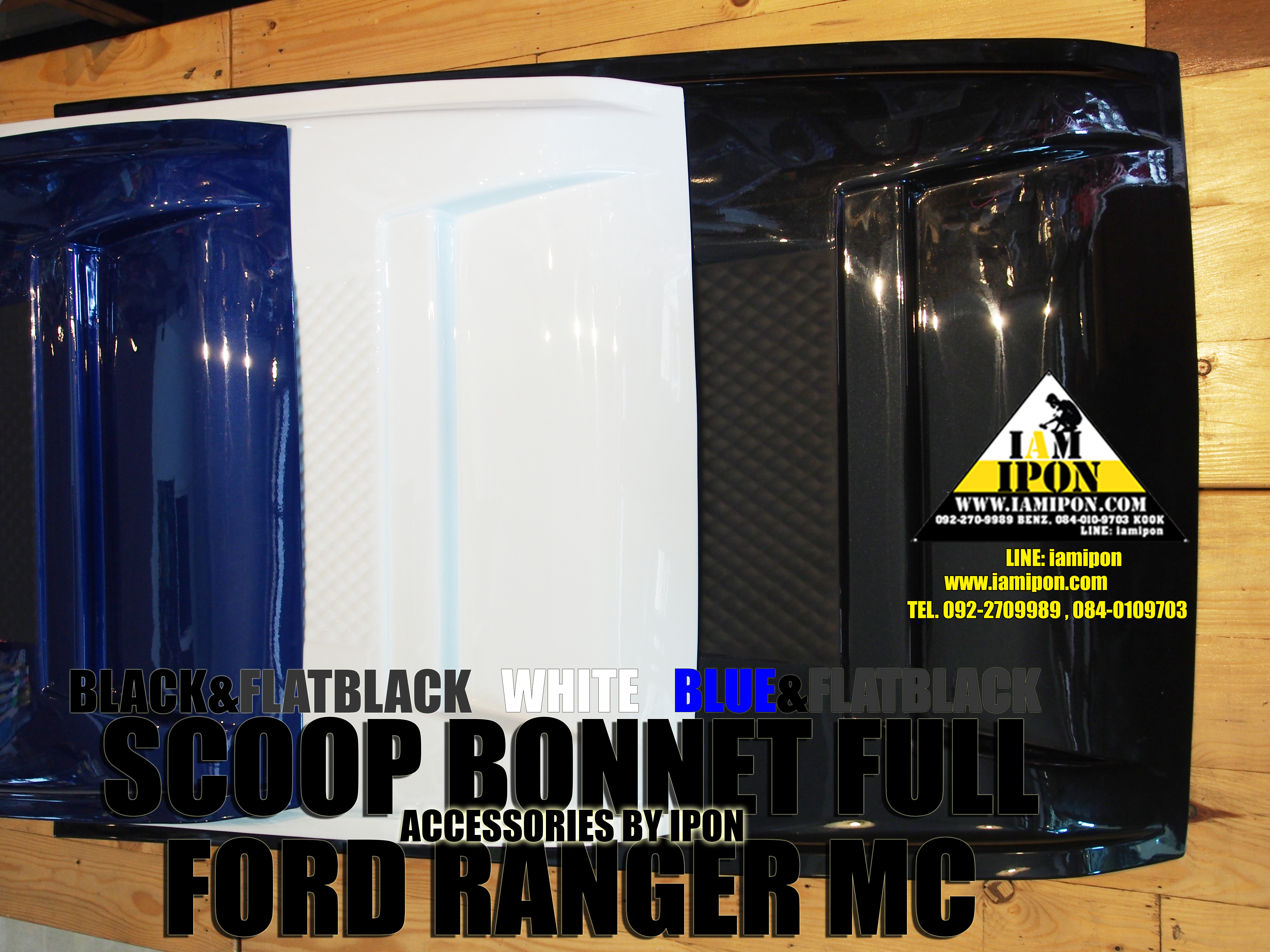 SCOOP BONNET FULL FORD RANGER MC 2015 สกู๊ปหลอกสีดำแบบเต็มฟอร์ดเอ็มซี 3 แบบ 3 สี 3 สไตล์