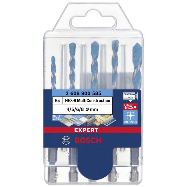 ชุดดอกสว่านมัลติ ก้านHex 5ดอก BOSCH HEX 9 MultiConstruction drill bit set