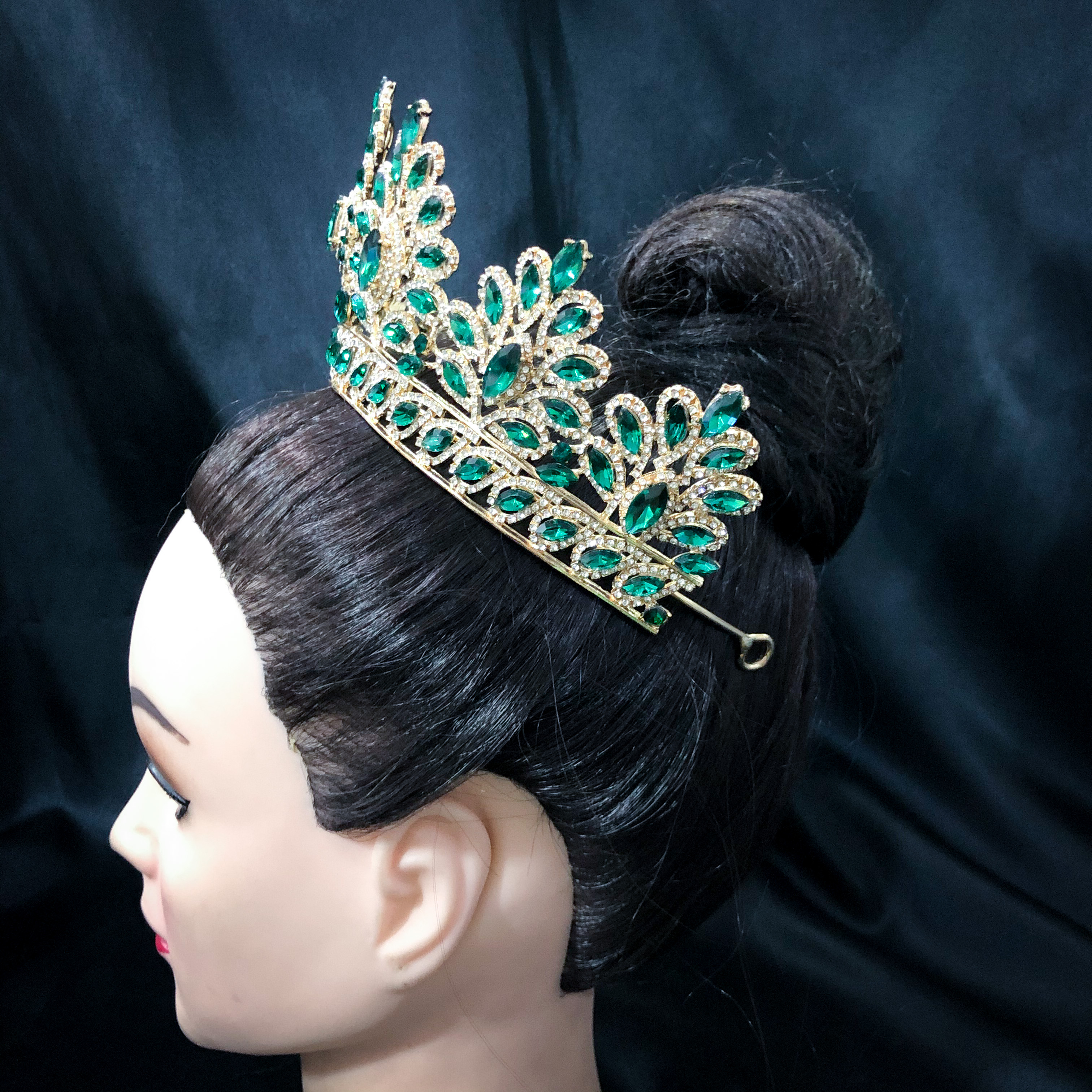 (พร้อมส่ง) เทียร่า 267 สีเขียว มงกุฎนางงาม มงกุฎเจ้าหญิง งานสวย ปราณีต QCเพชรทุกเม็ด สินค้าพร้อมส่งจากไทย