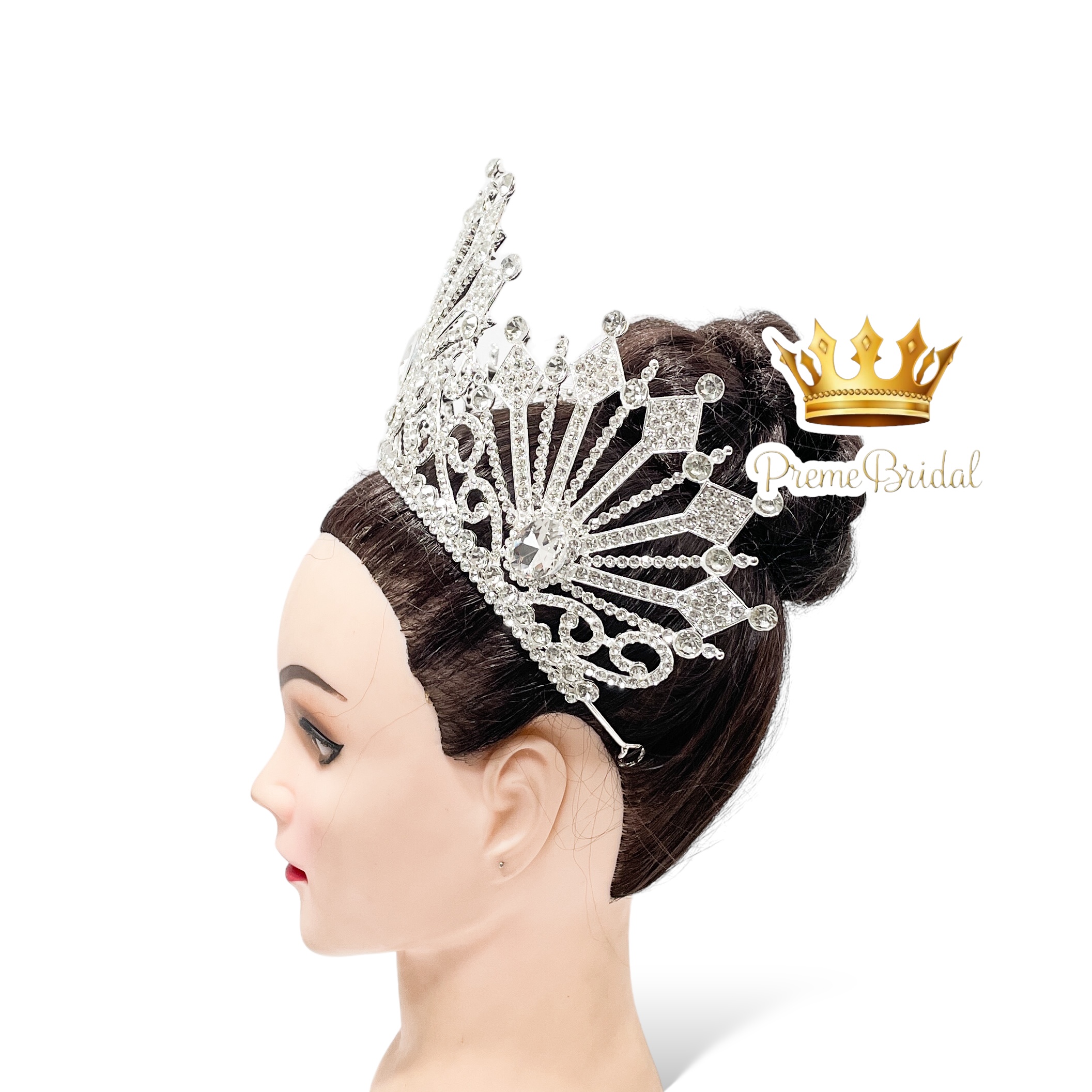 (พร้อมส่ง) เทียร่า 417 สีเงิน มงกุฎนางงาม ครึ่งหัว งานสวย ปราณีต QCเพชรทุกเม็ด สินค้าพร้อมส่งจากไทย