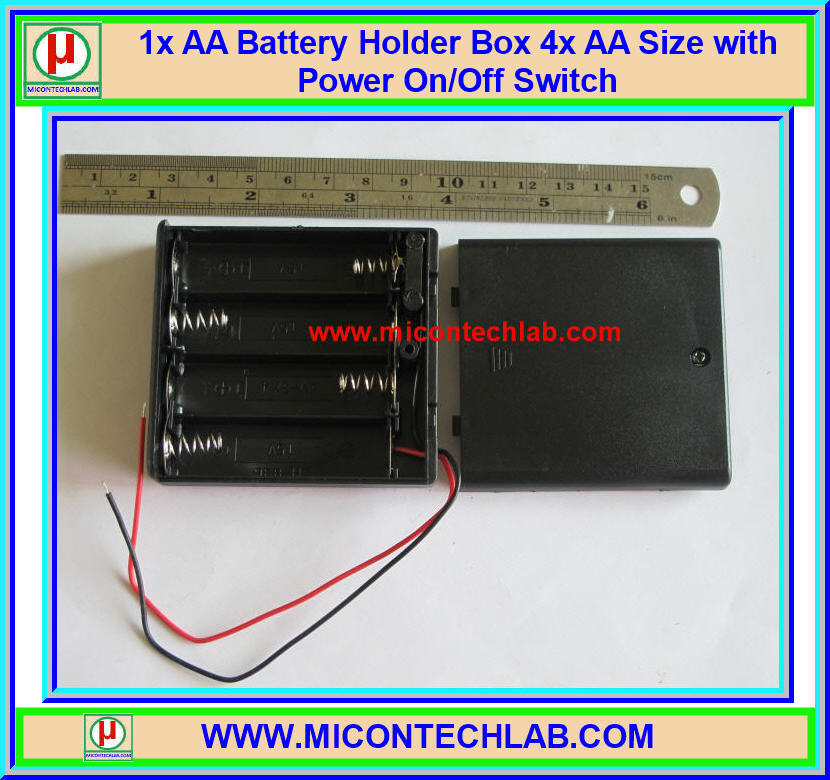 1x กล่องถ่านมีฝา ขนาด AA 4 ก้อน มีสวิตซ์เปิดปิด