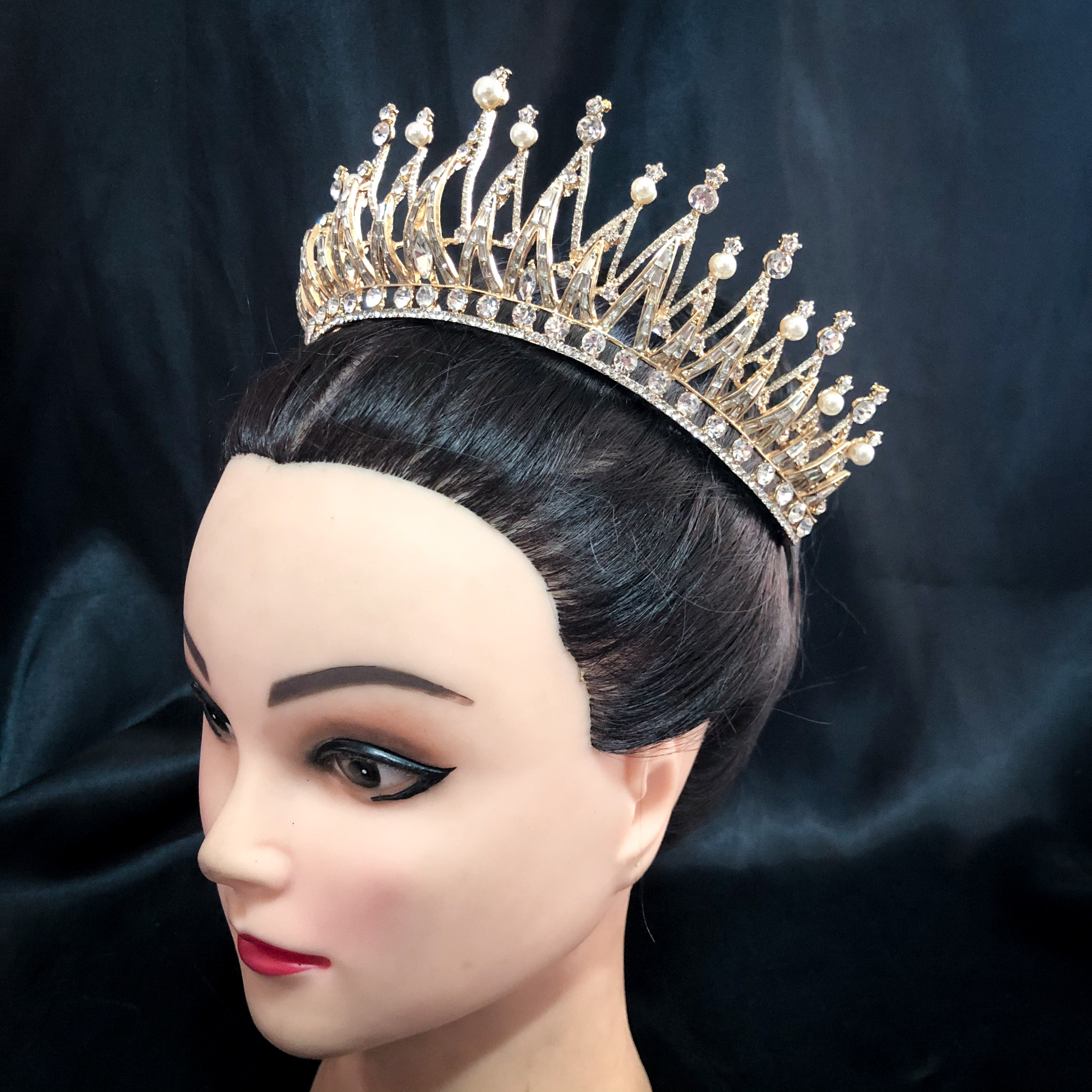 (พร้อมส่ง) เทียร่า 297 สีทอง มงกุฎนางงาม มงกุฎเจ้าหญิง งานสวย ปราณีต QCเพชรทุกเม็ด สินค้าพร้อมส่งจากไทย