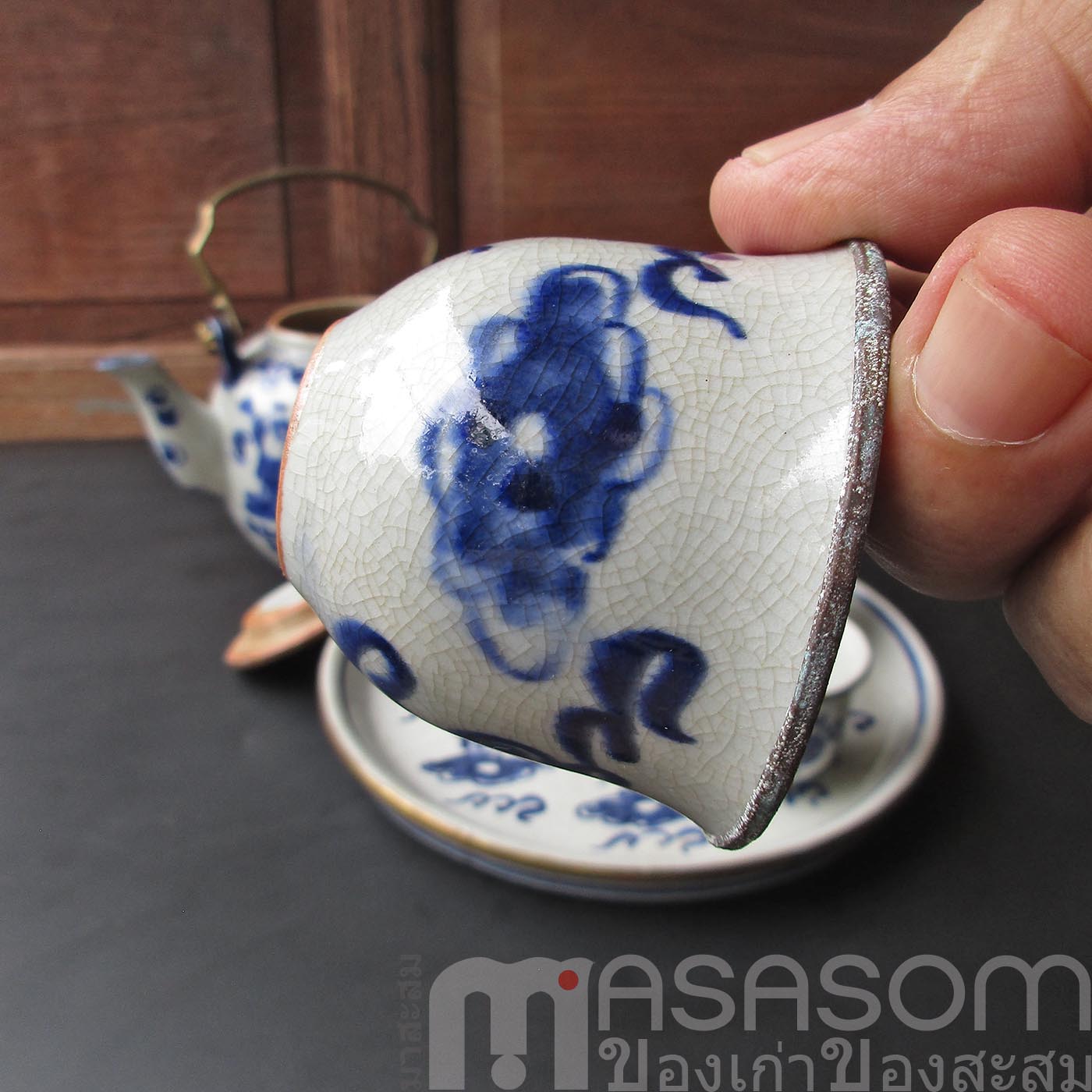 ชุดน้ำชาลายครามจีนของเก่า