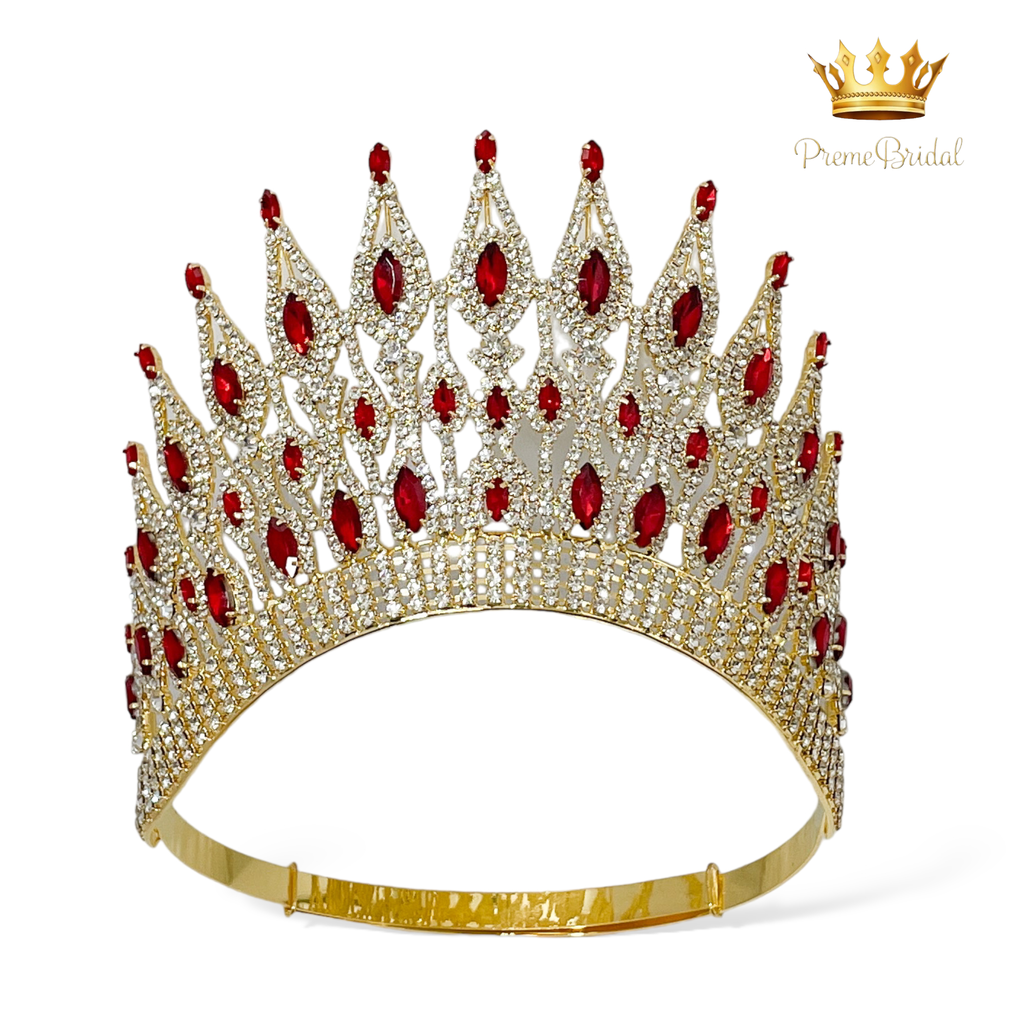 (พร้อมส่งจากไทย) มงกุฏ 119 สีแดง งานสวย งานนางงาม รุ่นฐานกลม ปรับขนาดได้ ส่งด่วน ส่งจากไทย