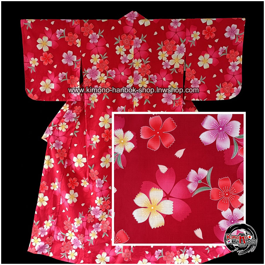 ยูกาตะแดงซากุระ02 size: S-M เหมาะกันคนสูงไม่เกิน160cm