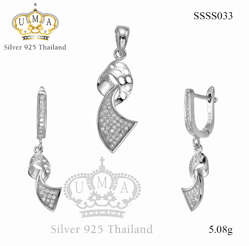 ต่างหูพร้อมจี้ ( เงิน ) = Earring with Pendant ( Silver )