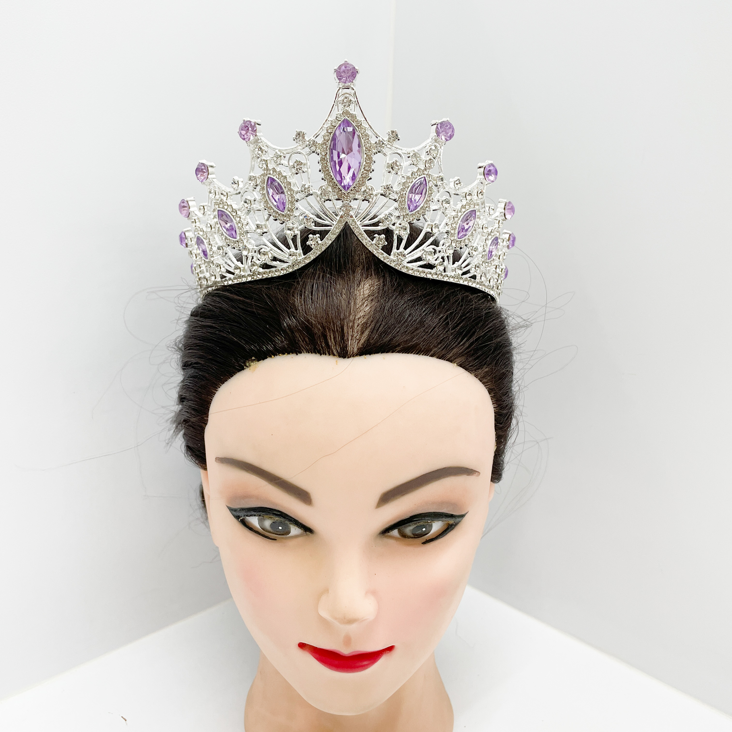 (พร้อมส่ง) เทียร่า 303 สีม่วง มงกุฎนางงาม งานสวย ปราณีต QCเพชรทุกเม็ด สินค้าพร้อมส่งจากไทย