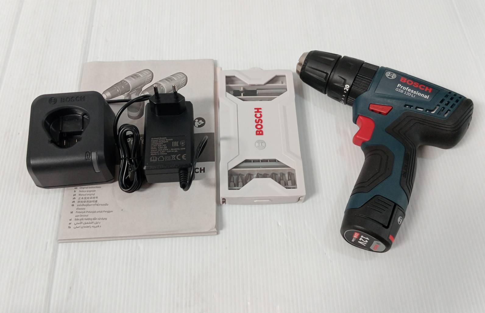 สว่านกระแทกไร้สาย GSB120-Li BOSCH ชุดกระเป๋าผ้า 06019G81K6