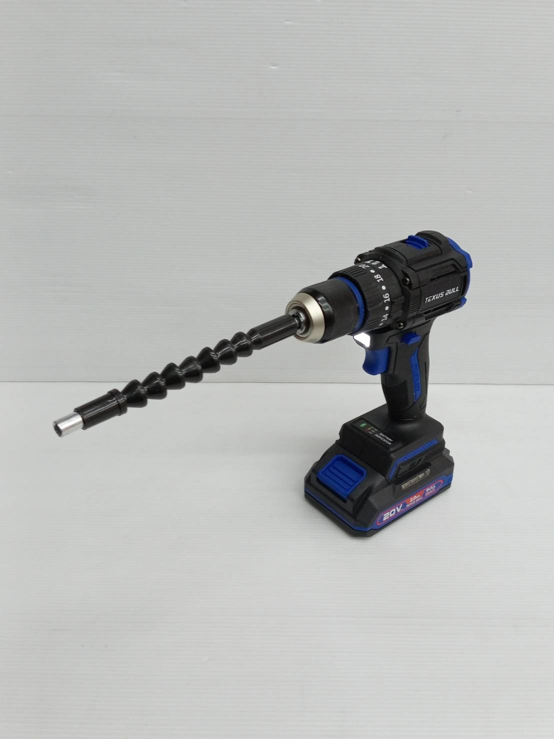 TEXUS BULL สว่านกระแทกไร้สาย คอสั้น 55Nm 20V แบตเตอรี่ 2.0Ahx1 Impact Drill TX-9632
