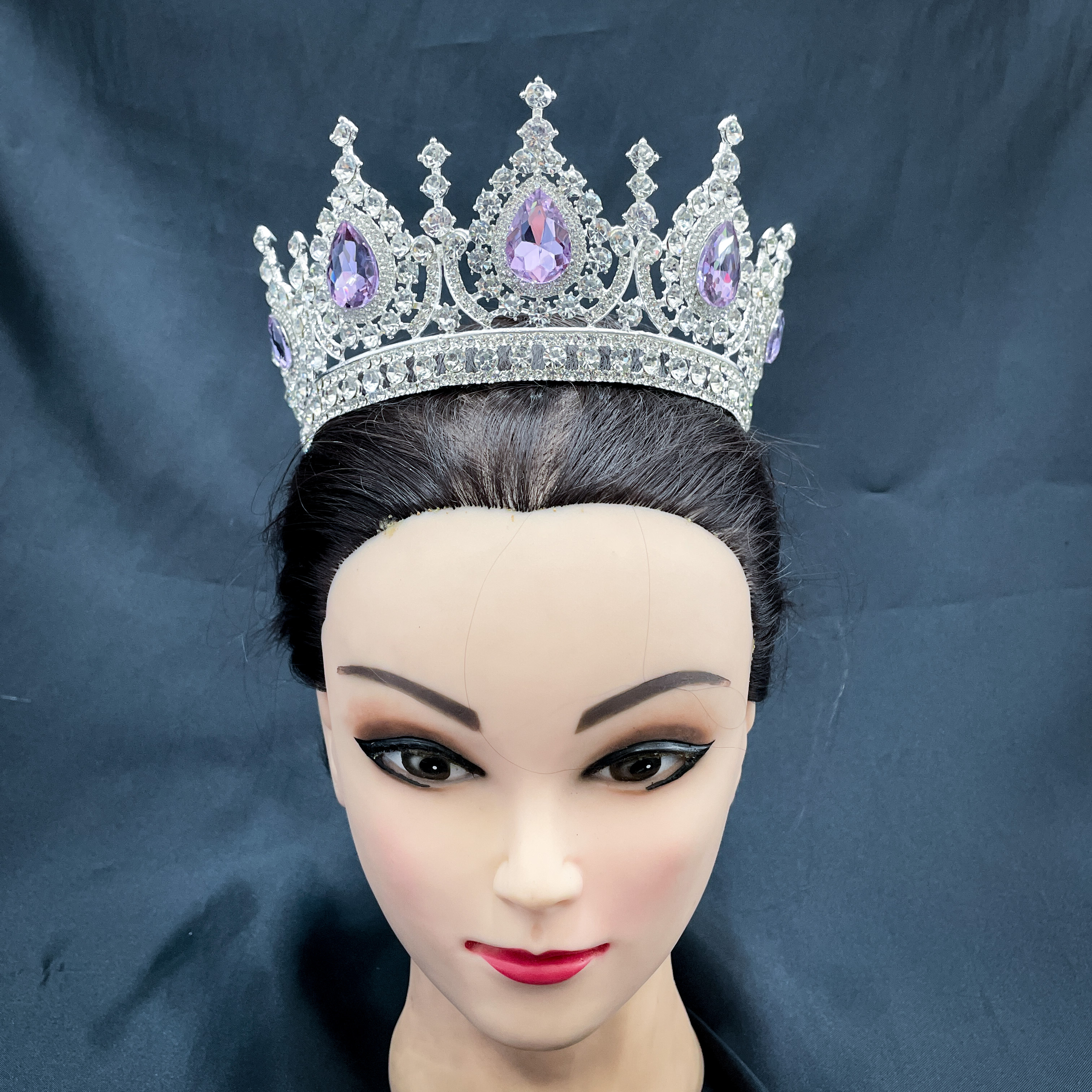 (พร้อมส่ง) เทียร่า 282 สีม่วง มงกุฎนางงาม มงกุฎเจ้าหญิง งานสวย ปราณีต QCเพชรทุกเม็ด สินค้าพร้อมส่งจากไทย