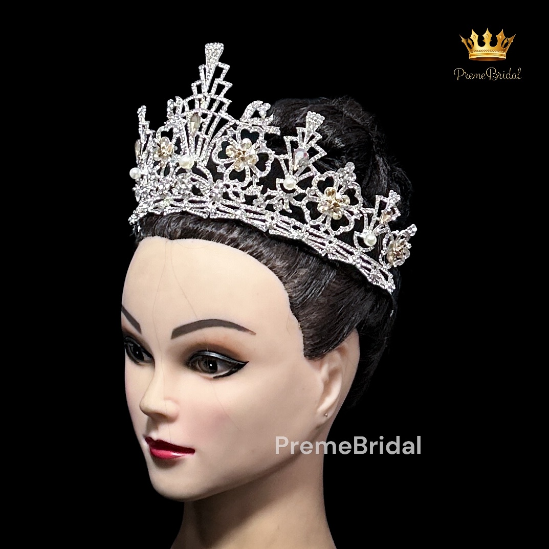 (พร้อมส่ง) เทียร่า 424 มงกุฎเพชร ครึ่งหัว Miss Universe Myanmar 2020 งานสวย ปราณีต QCเพชรทุกเม็ด สินค้าพร้อมส่งจากไทย