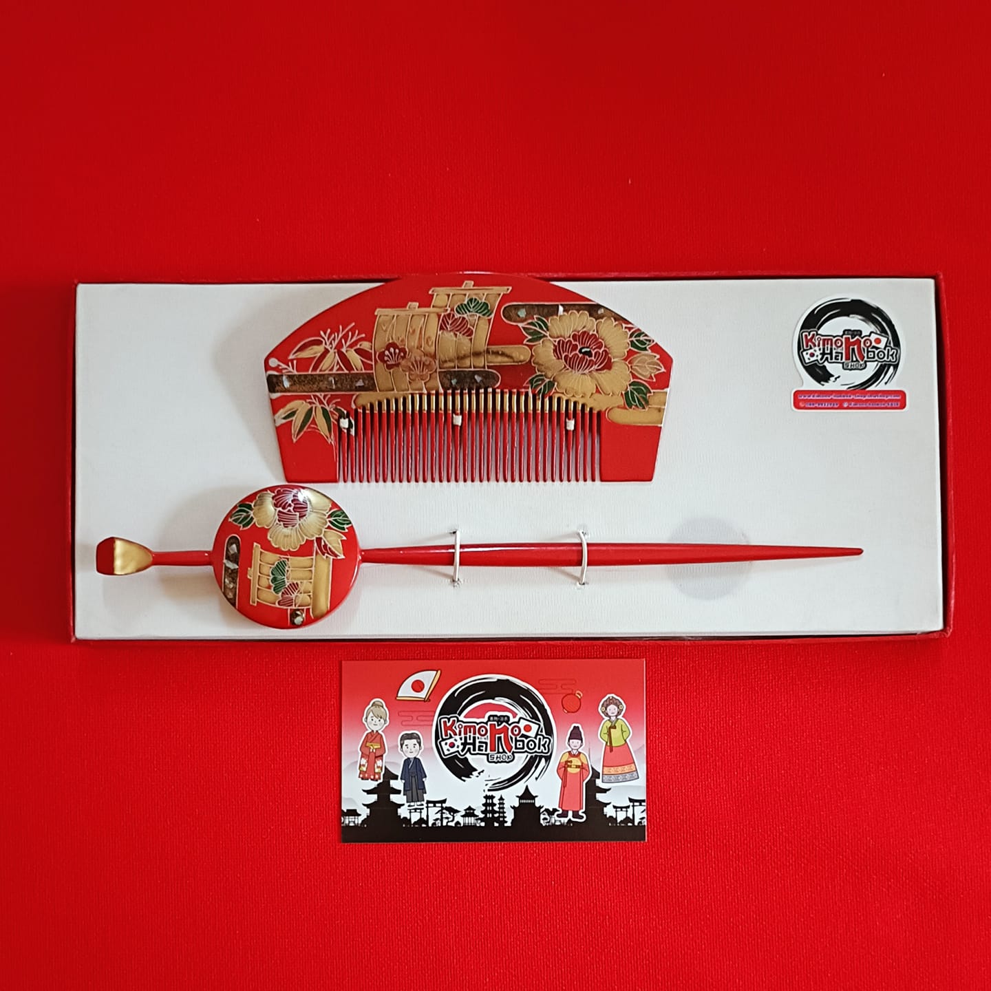 ชุดปิ่นไม้โทนสีแดงดำ คู่PINW20015