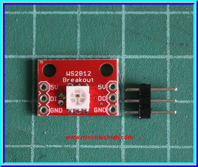 1x บอร์ด WS2812B เบรคเอาต์แอลอีดี 3 สี RGB มีไอซีขับในตัว (WS2812B RGB LED)