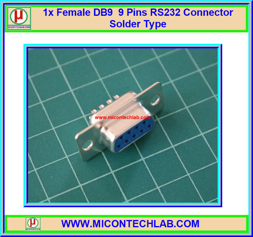 1x Female DB9 9 Pins RS232 Connector Solder Type