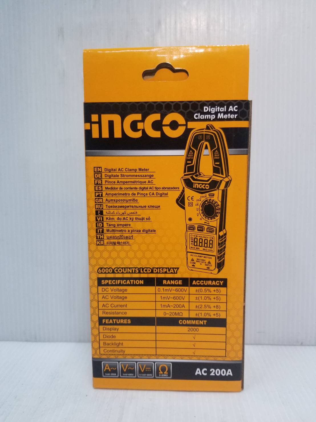 แคลมป์มิเตอร์ดิจิตอล AC รุ่น DCM2001 INGCO