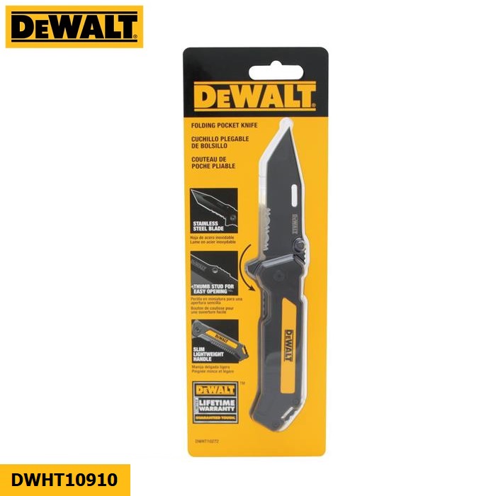 DEWALT มีดพับ easy open สีดำ รุ่น DWHT10910