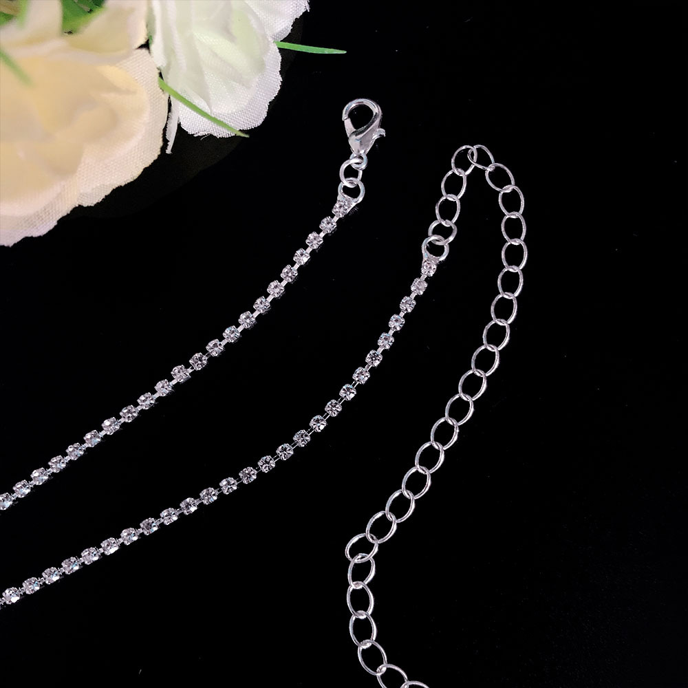 (พร้อมส่ง) สร้อยคอเพชร+ต่างหู 031 (เข็ม)