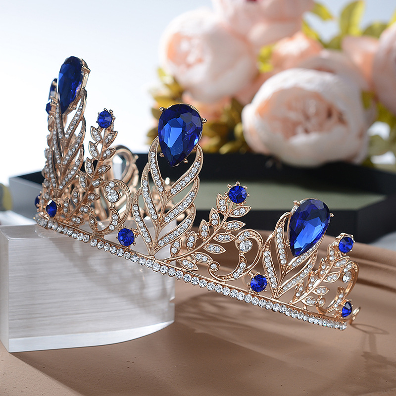 (พร้อมส่ง) เทียร่า 129 สีน้ำเงิน มงกุฎนางงาม มงกุฎเจ้าหญิง งานสวย ปราณีต QCเพชรทุกเม็ด สินค้าพร้อมส่งจากไทย