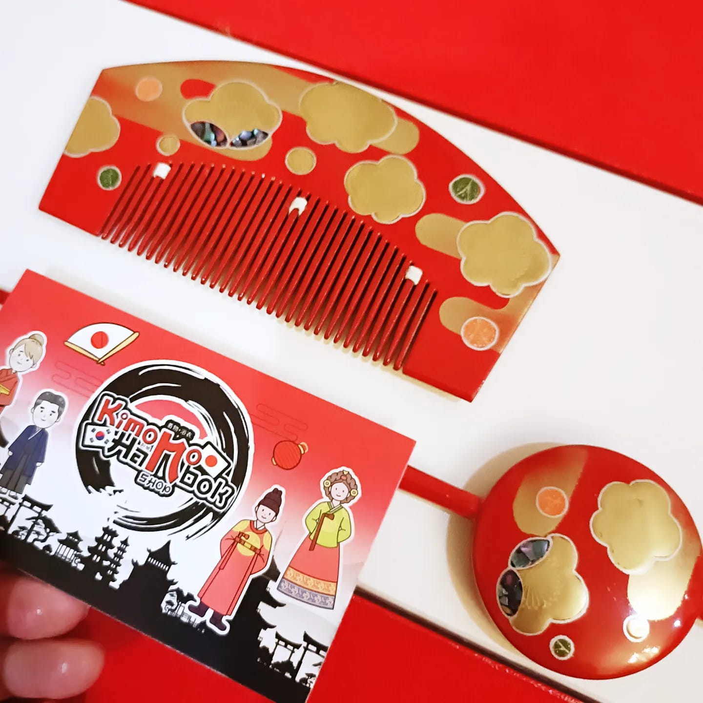 ชุดปิ่นไม้โทนสีแดง คู่PINW20011