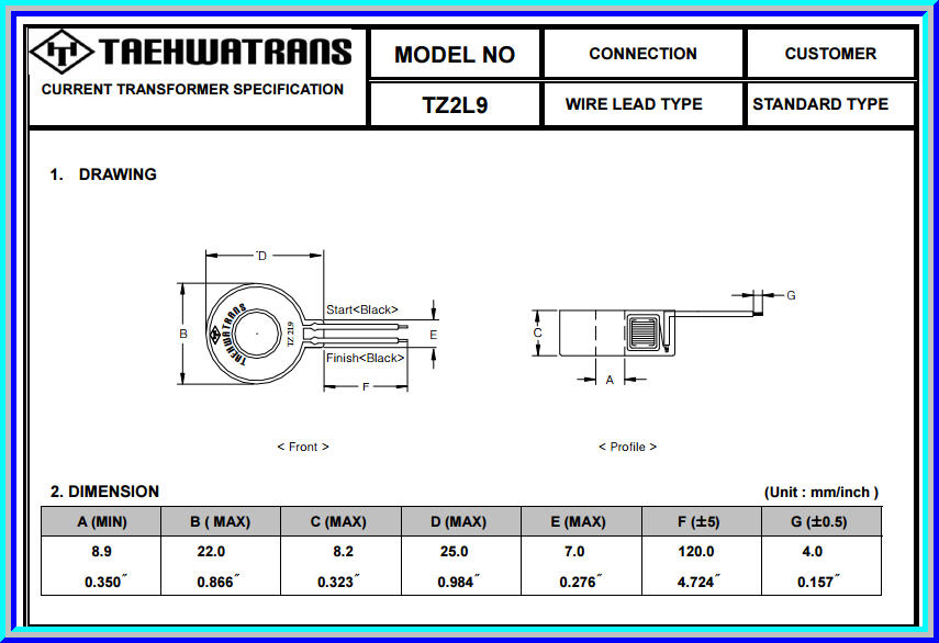 1x TZ2L9 Zero Phase Current Transformer CT 30A/50A
