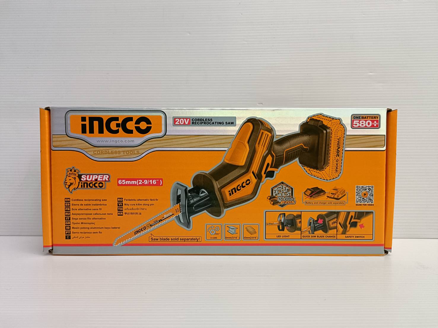 INGCO เลื่อยชักไร้สาย 20V มือเดียว รุ่น CRSLI6508 (ตัวเปล่า)